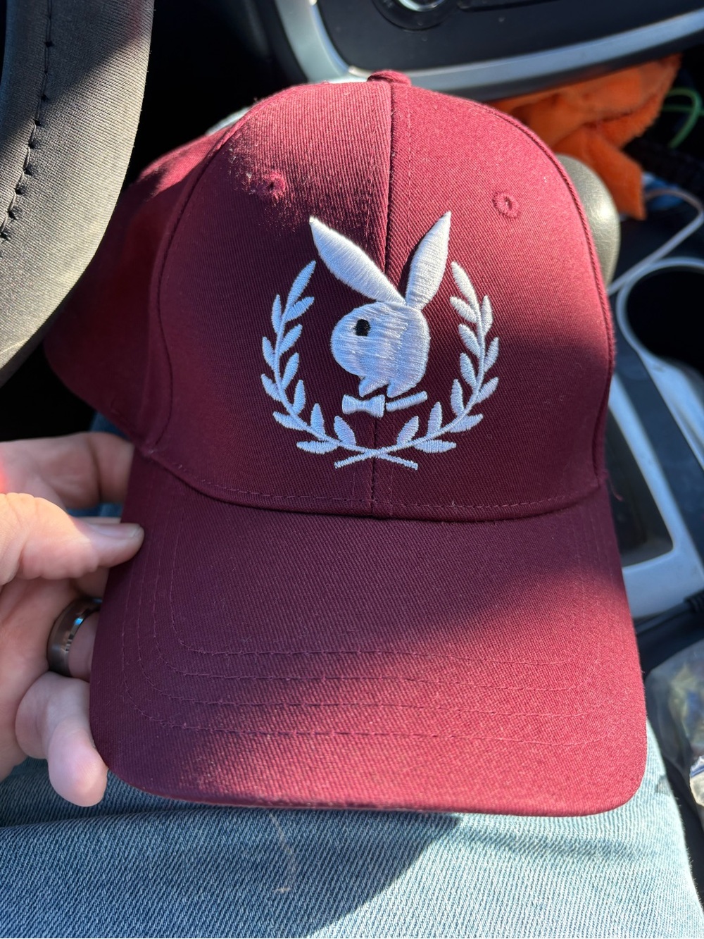 PLAYBOY Burgundy Baseball Cap with White Bunny Crest